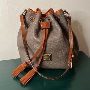 Dooney & Bourke Elephant Gray Pebble Leather Kendall Bucket Shoulder Bag